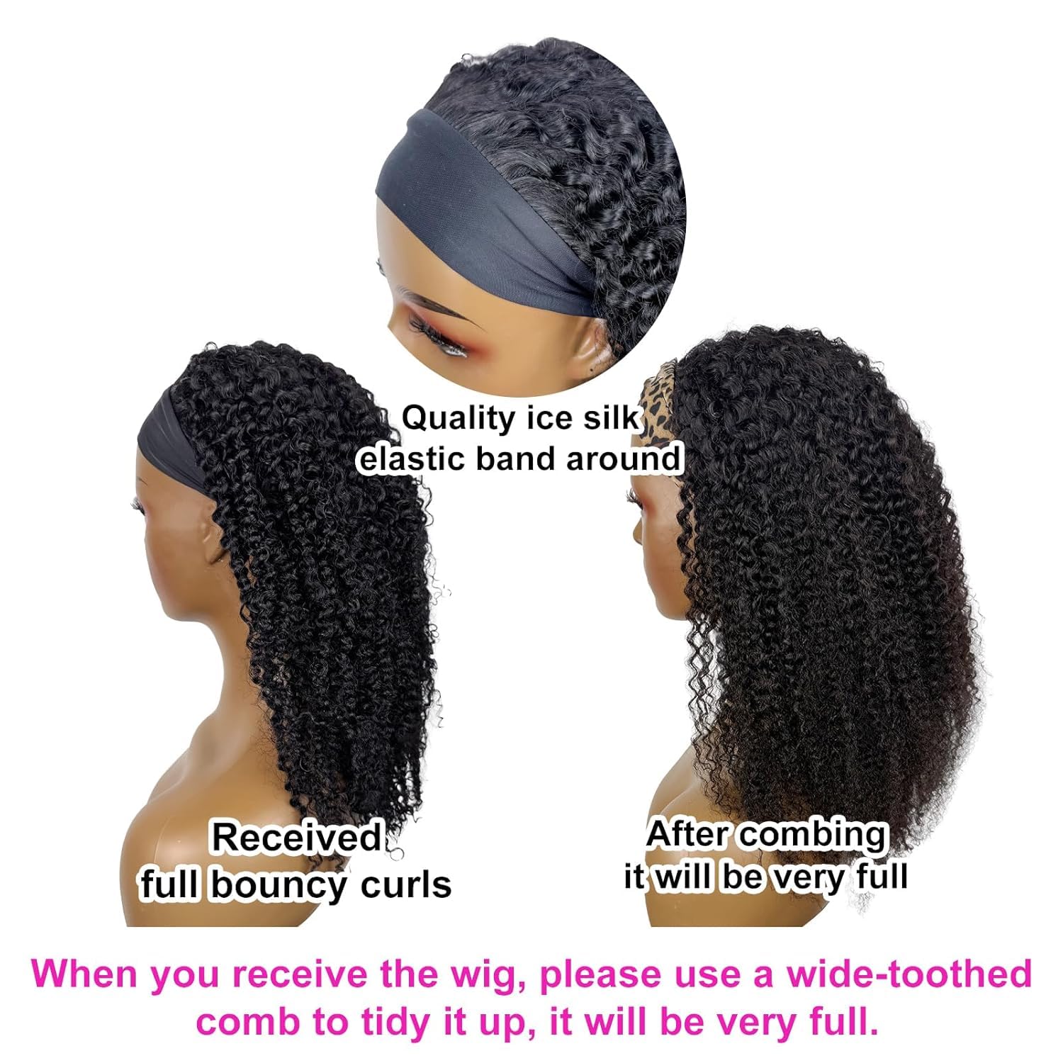 Boopwine headband wig shows natural hairline with baby hairs