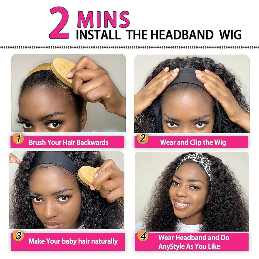 Boopwine headband wig styled into ponytail or bun options