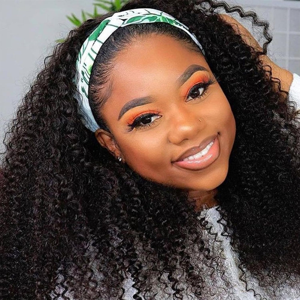 Boopwine kinky curly headband wig full-length 20 inch for natural-looking style