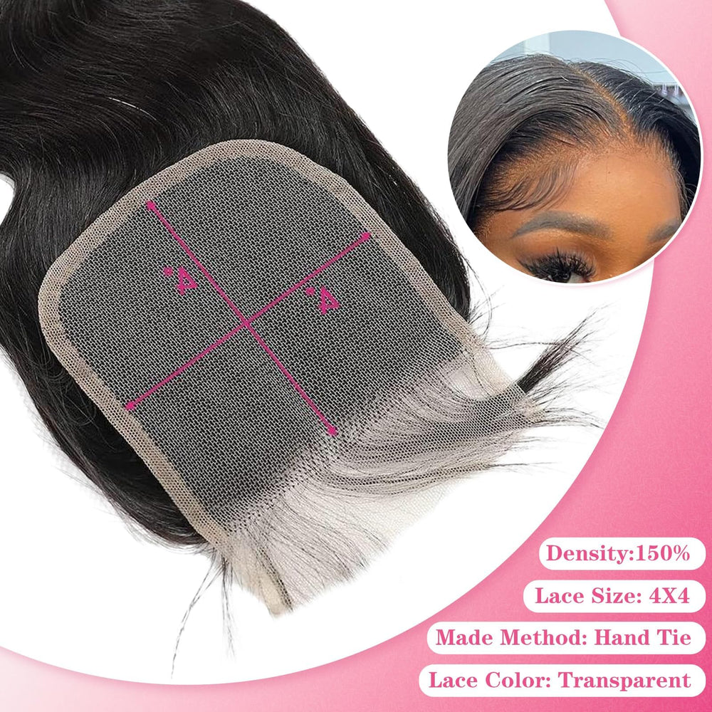 Boopwine lace closure natural hairline closeup with pre-plucked baby hairs.