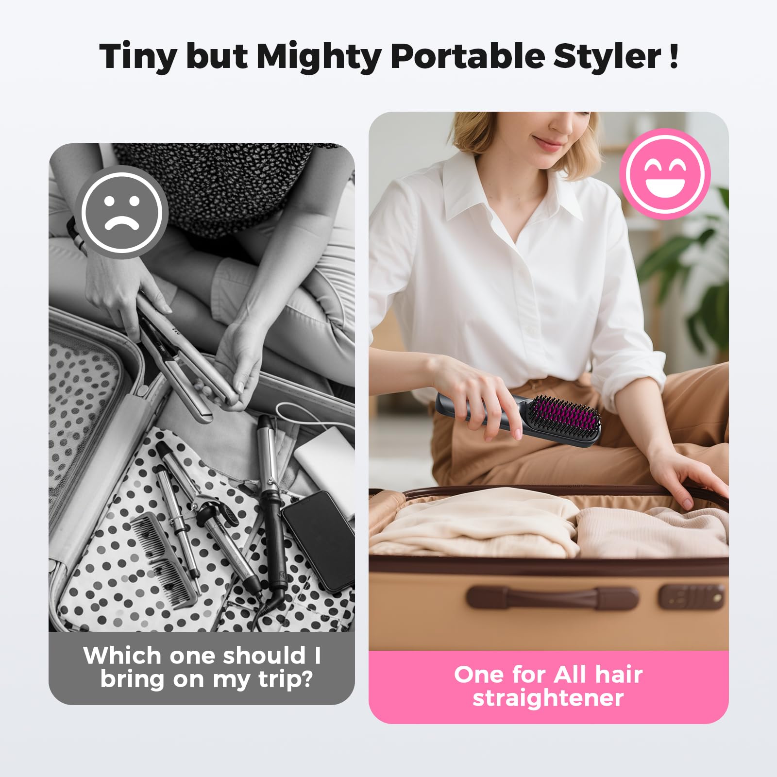 Bopcal 3-in-1 styling brush for straight, wave, or volume looks anywhere.