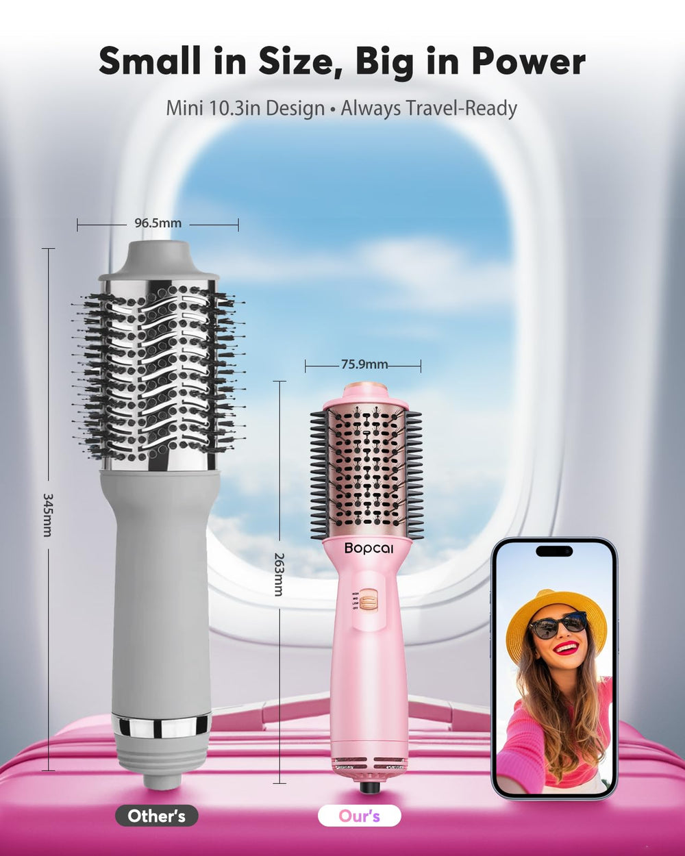 Bopcal 4-in-1-styling-brush offers drying, straightening, curling, and volumizing options.
