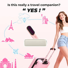 Bopcal cordless hair straightener brush heat up in three minutes for quick touch ups