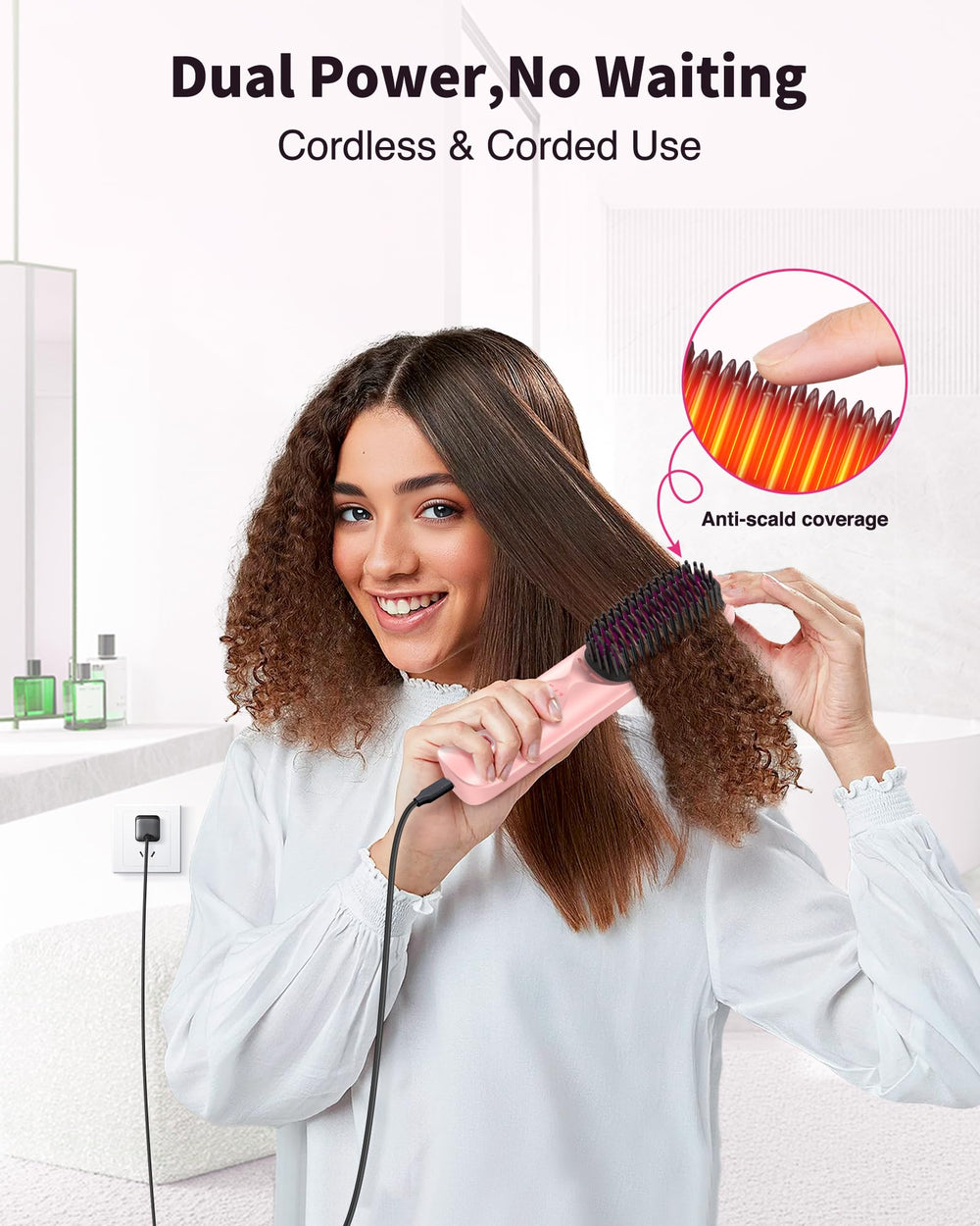Bopcal cordless hair straightener brush travel pouch and clips for packing