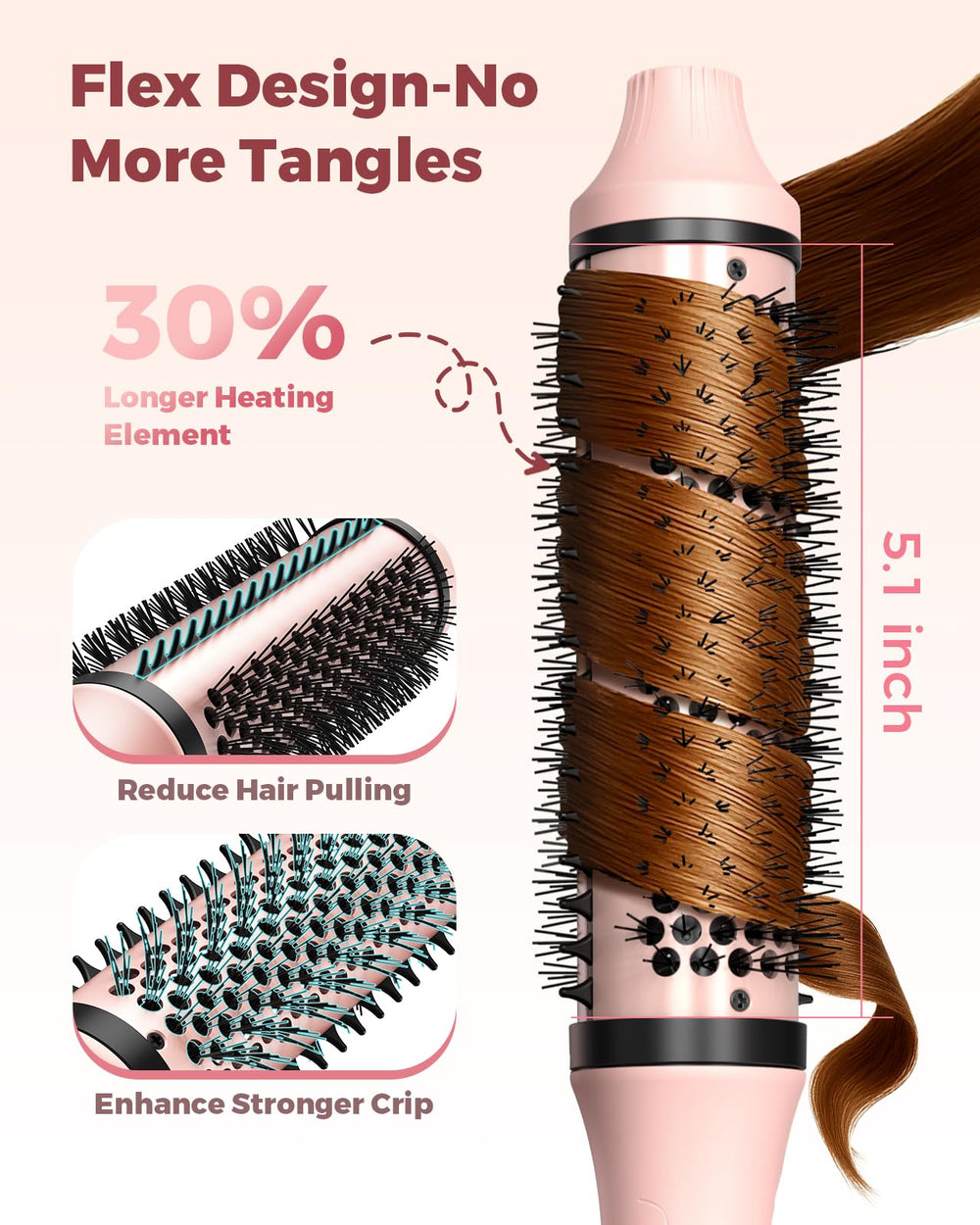 Bopcal Dual Voltage Thermal Brush compact travel design fits in bags.