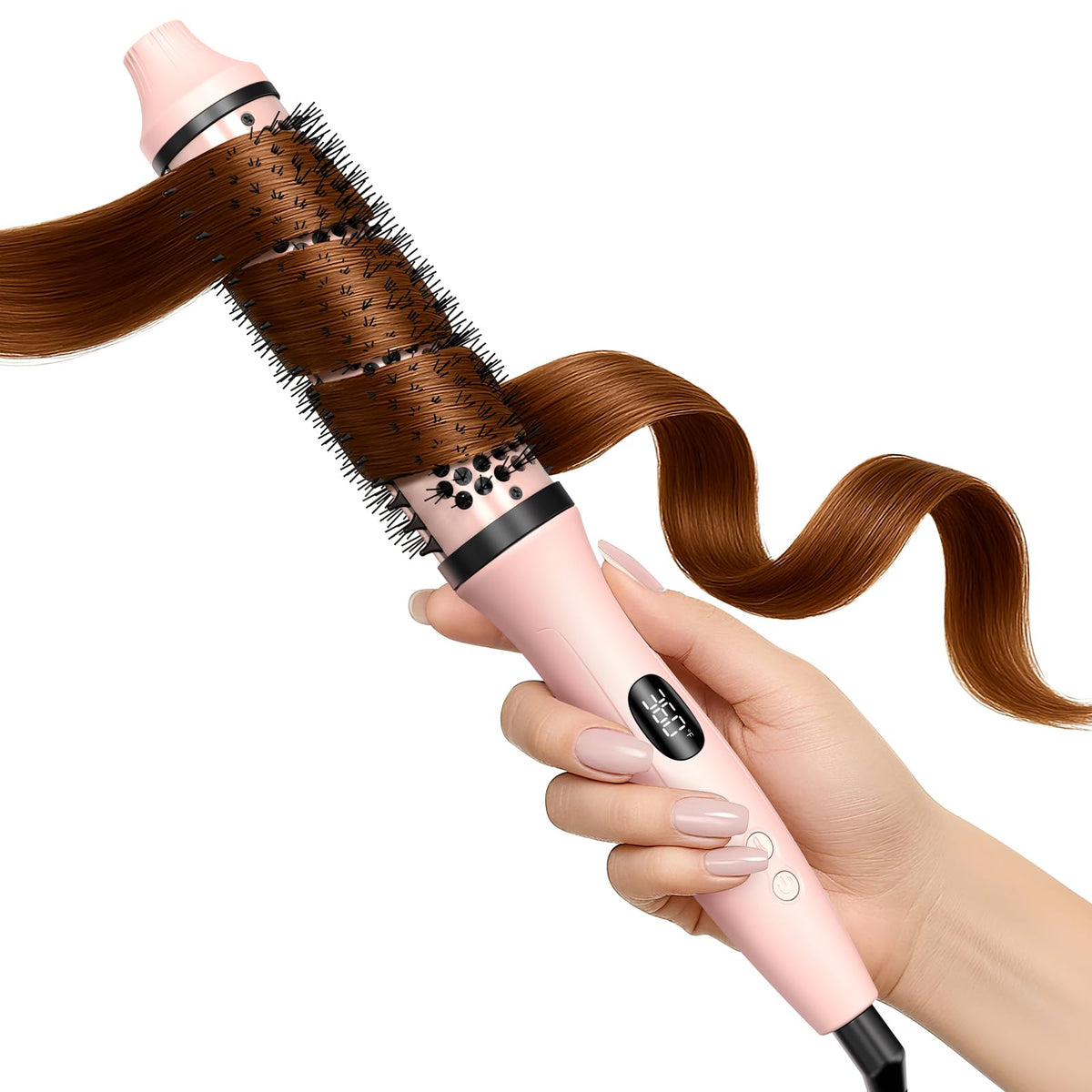 Bopcal Dual Voltage Thermal Brush handle closeup for comfortable, precise styling.