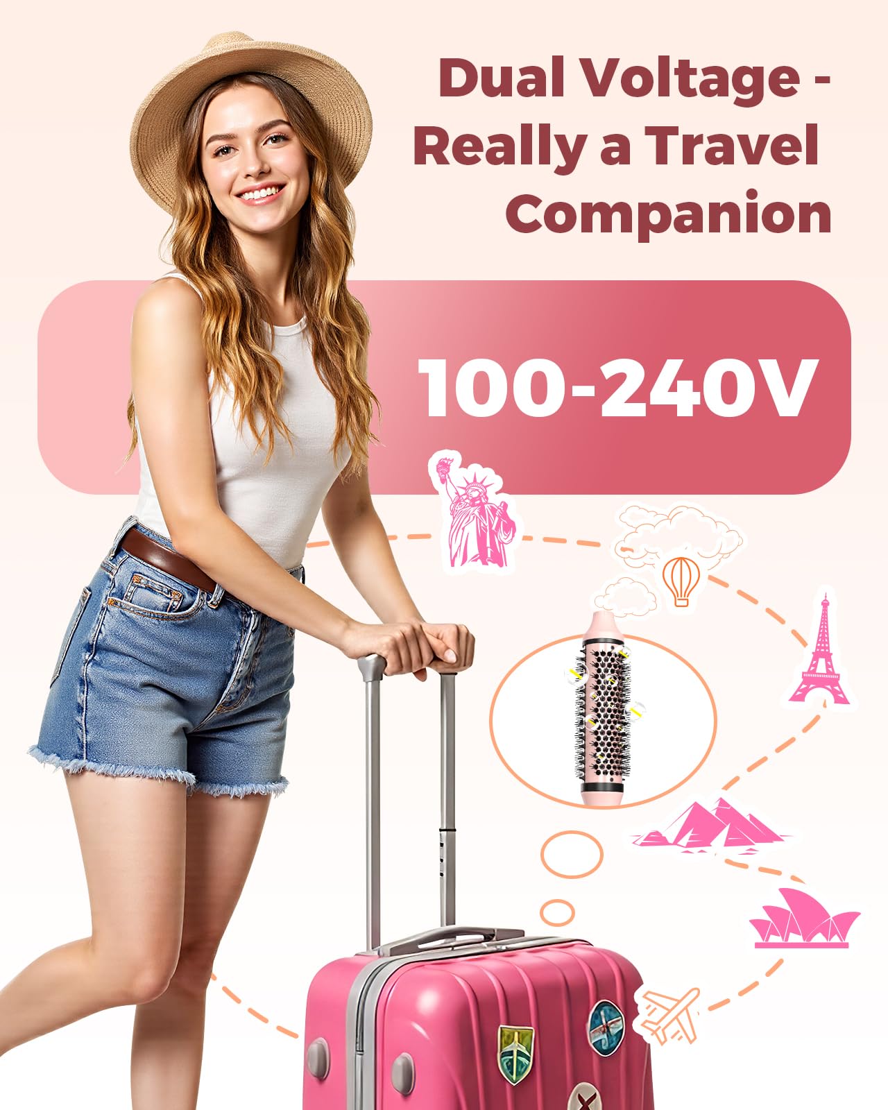 Bopcal Dual Voltage Thermal Brush heat settings dial enables personalized styling.