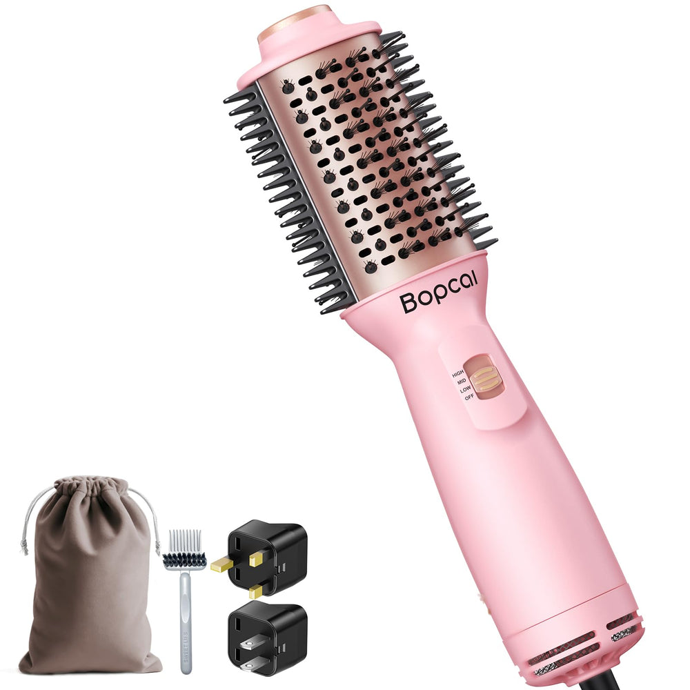 Bopcal dual-voltage travel-blow-dryer-brush enables global styling on the go.