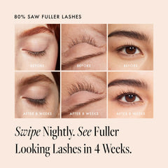 Borboleta Lash Serum bottle closeup showing precise brush for daily use