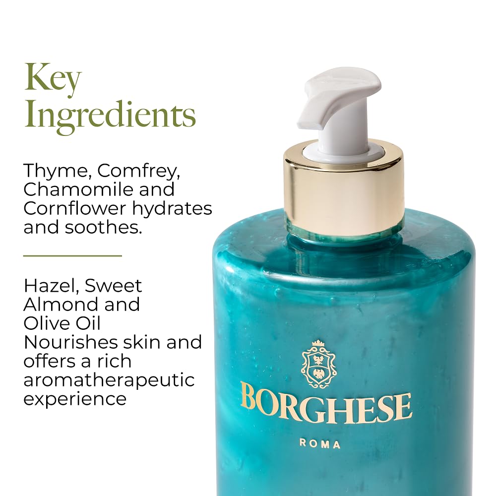Borghese Bagno di Vita sweet almond oil nourishes skin during cleansing.