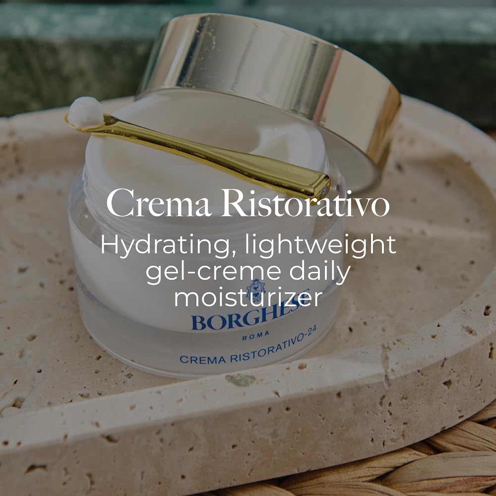 Borghese Crema Ristorativo-24 jar closeup highlights rich gel creme texture
