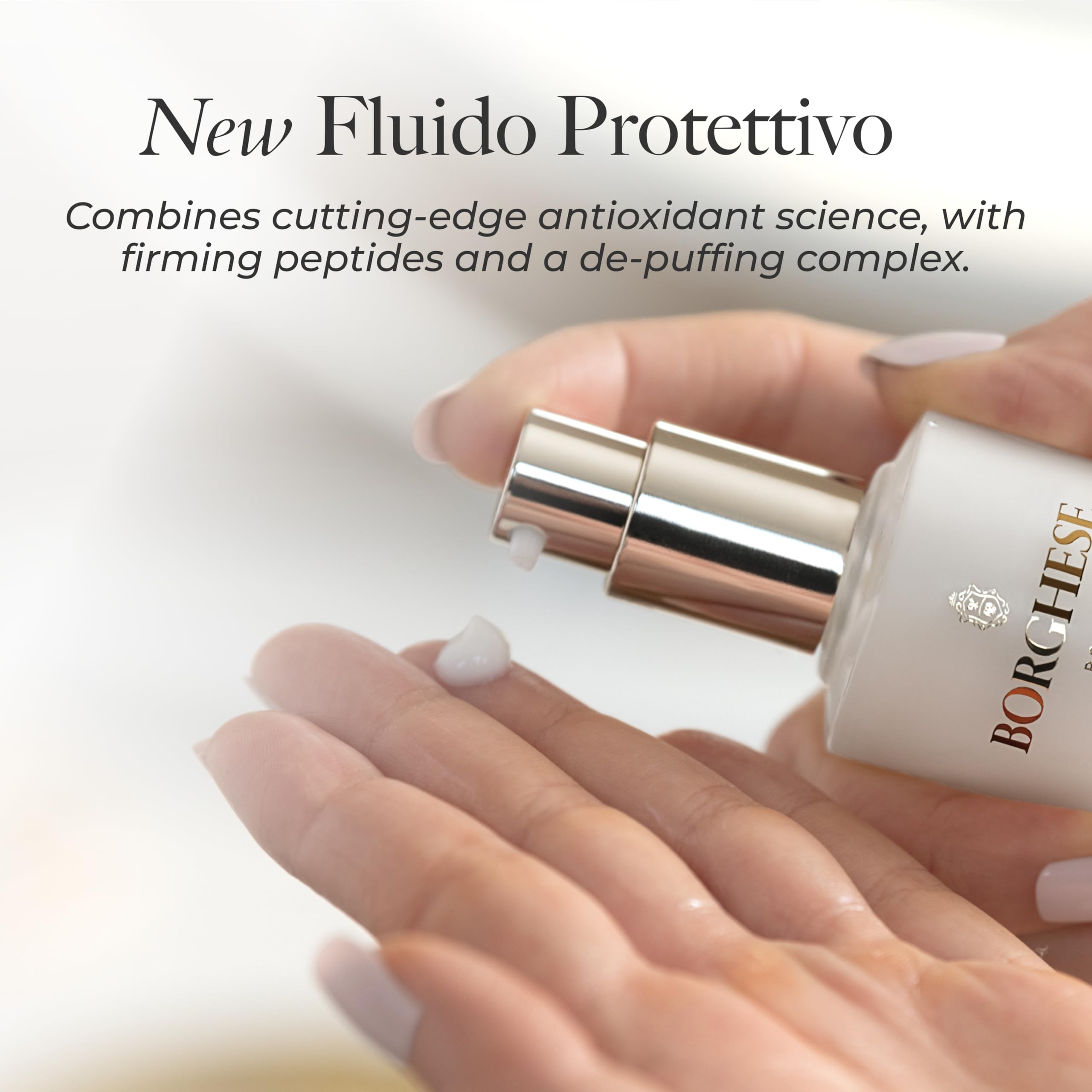 Borghese Fluido Protettivo Eye Lift brightening effect suggesting a visibly awake look