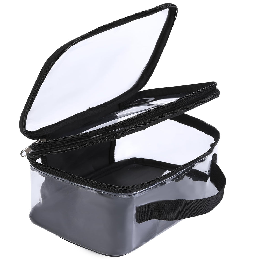 BORMELUN clear travel bag front view demonstrates TSA-friendly see-through design for quick screening.