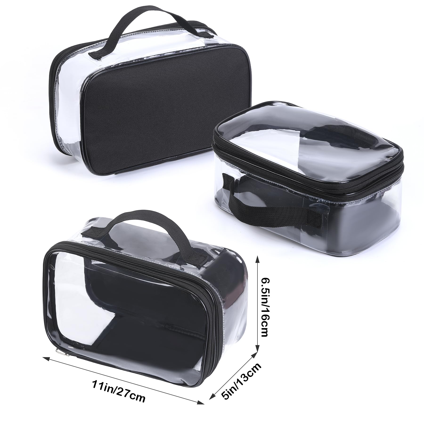 BORMELUN clear travel bag side handle shows easy transport during travel.