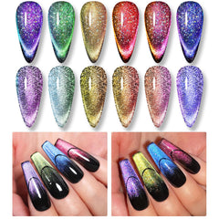Born Pretty 9d-gel-nail-polish-bottle-collection displays six bottles in a sleek setup.
