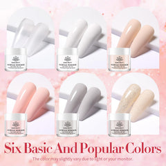 Born Pretty acrylic powder white-pink 6-boxes offering self-leveling color options for nails.