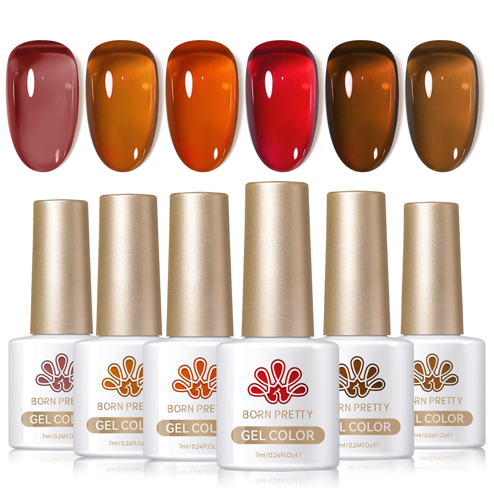 Born Pretty Amber Crystal jelly gel polish for a crystal shine on fall nails.