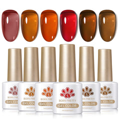 Born Pretty Amber Crystal jelly gel polish for a crystal shine on fall nails.