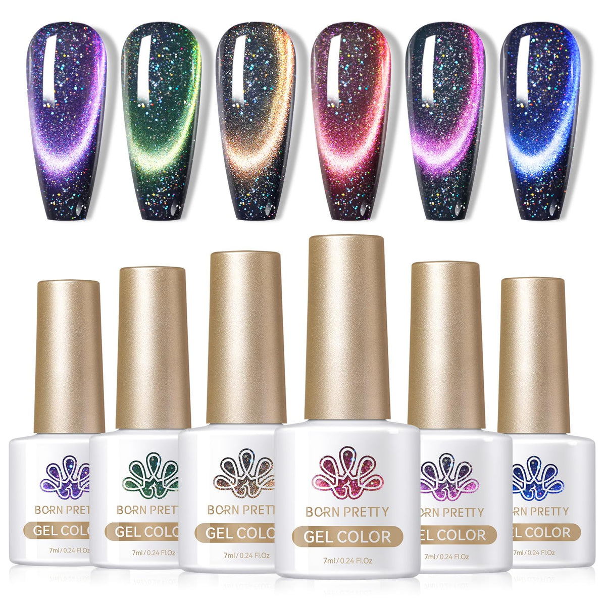 Born Pretty cat-magnetic-effect-closeup reveals shimmering cat-eye nails.