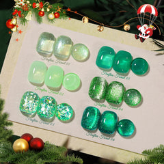 Born Pretty Christmas green gel nail polish jelly finish for at-home manicures.