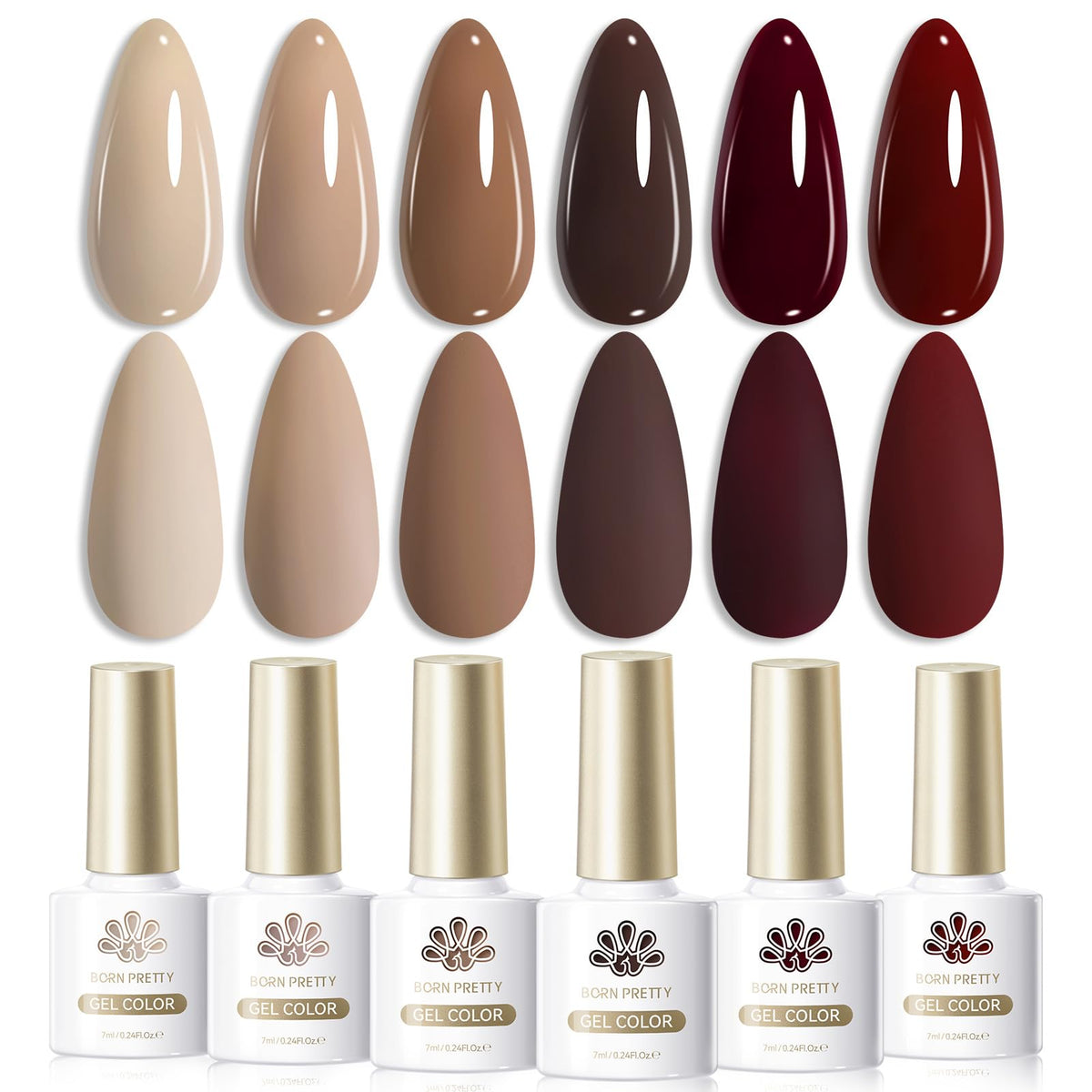 Born Pretty fall-winter brown gel polish six-color set for chic nails