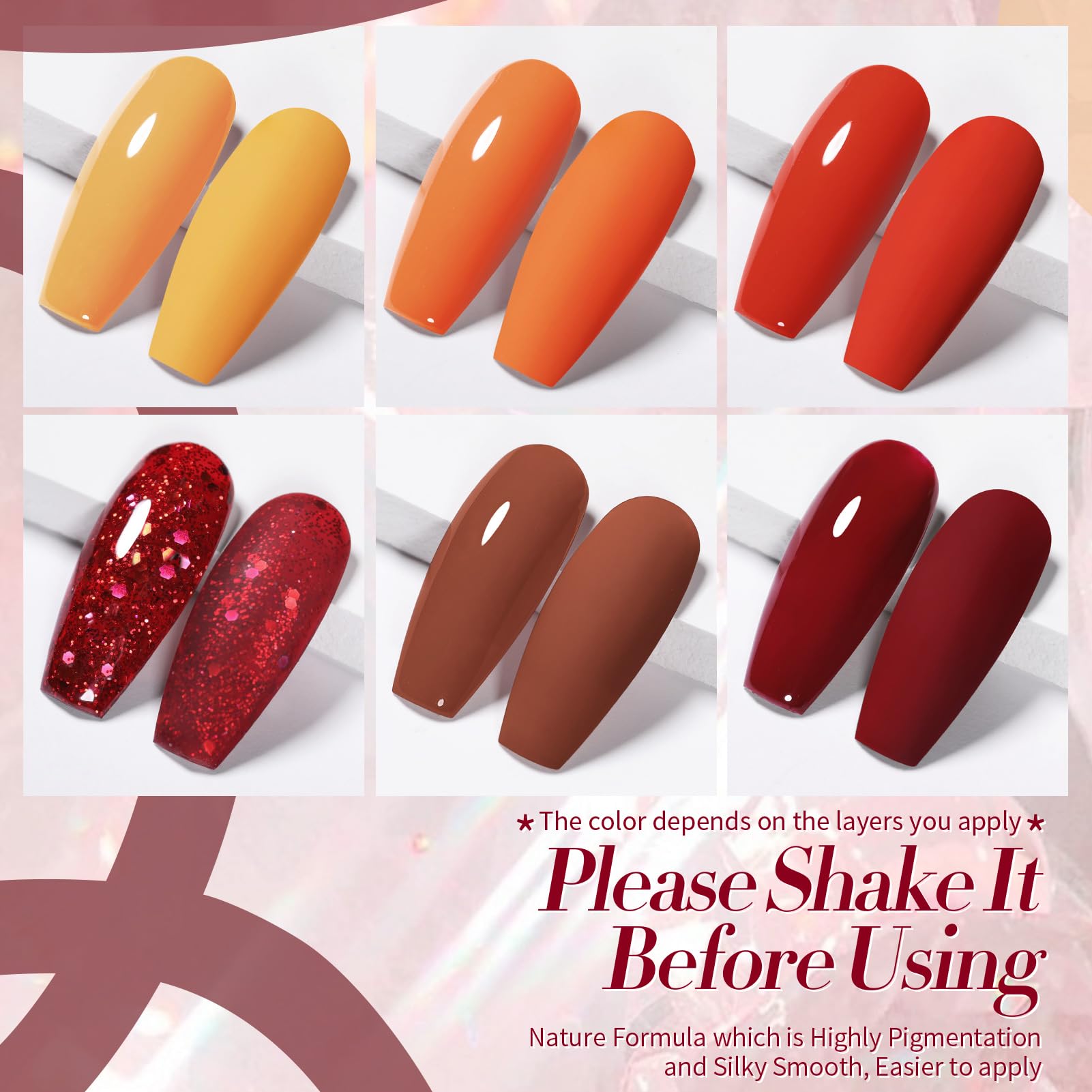 Born Pretty fall-winter brown red gel polish bottle with deep pigment for smooth application