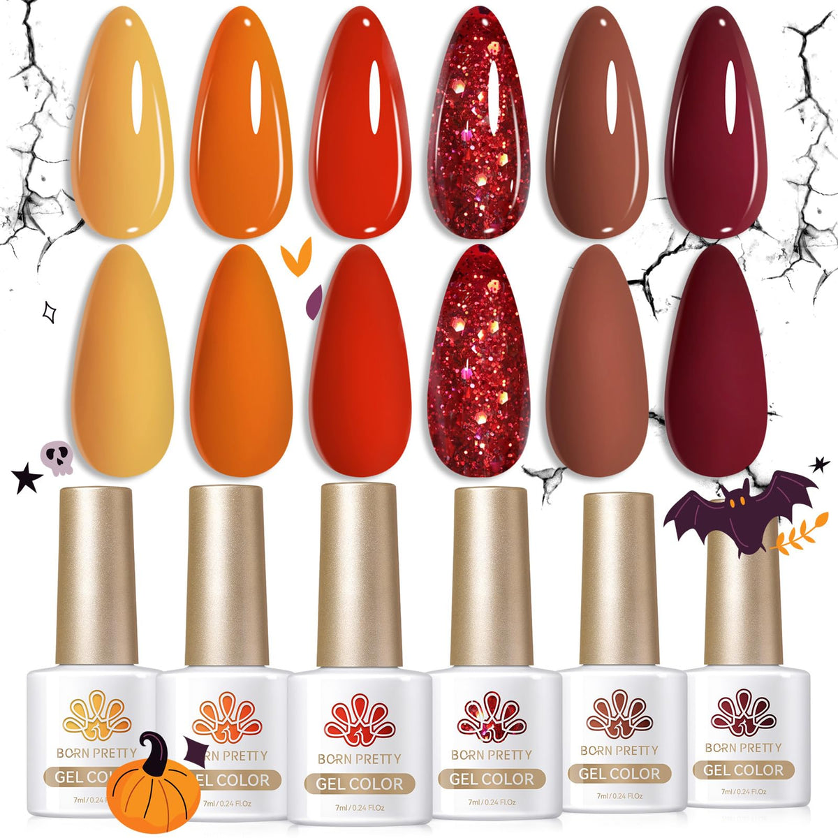 Born Pretty fall-winter pumpkin caramel orange gel polish bottle with rich color for long-lasting manicure