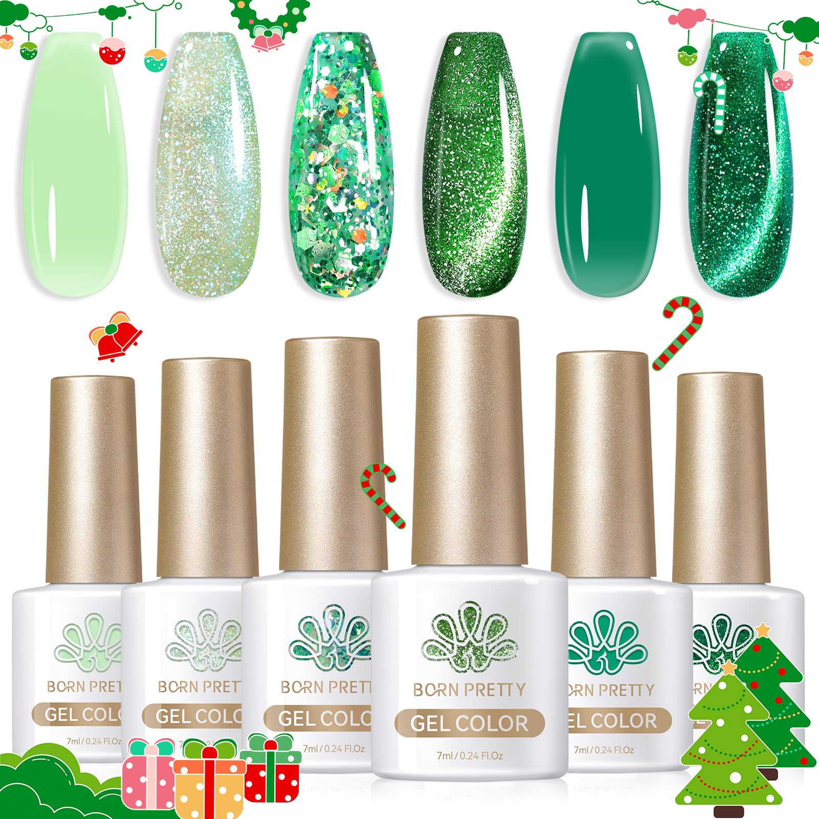 Born Pretty green cat-magnetic-eye gel polish creates playful nail-art effects.