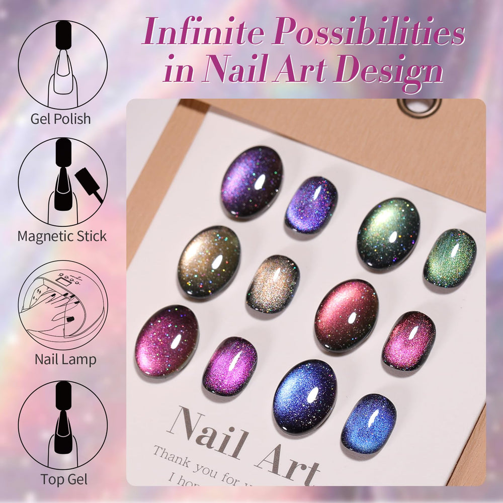 Born Pretty holographic-colorful-palette-closeup demonstrates color-shift shimmer.