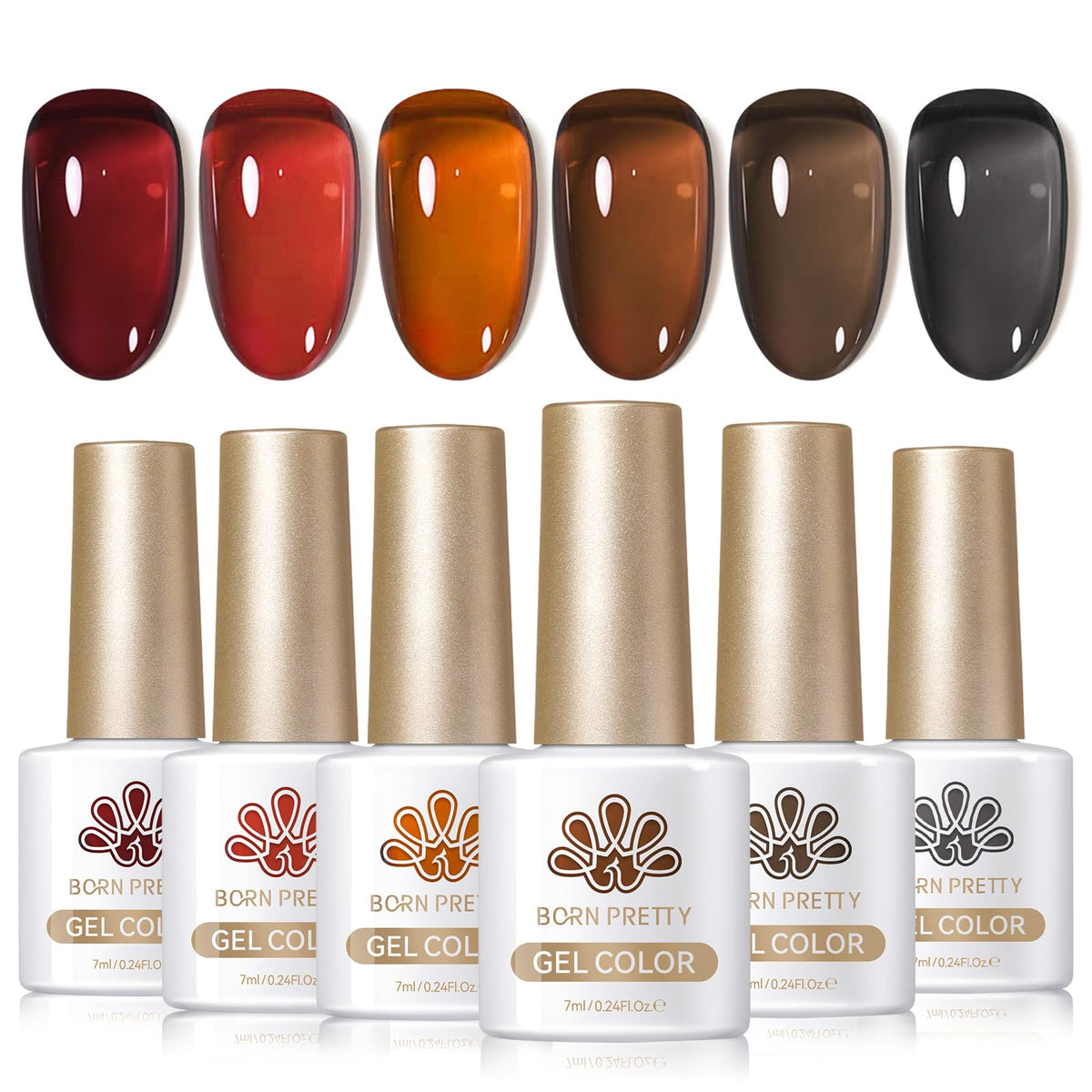 Born Pretty jelly gel nail polish amber crystal for chic fall nails