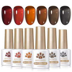Born Pretty jelly gel nail polish amber crystal for chic fall nails