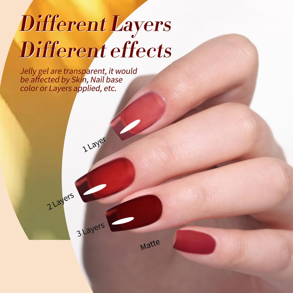 Born Pretty jelly gel nail polish kit display highlights 6-color set.