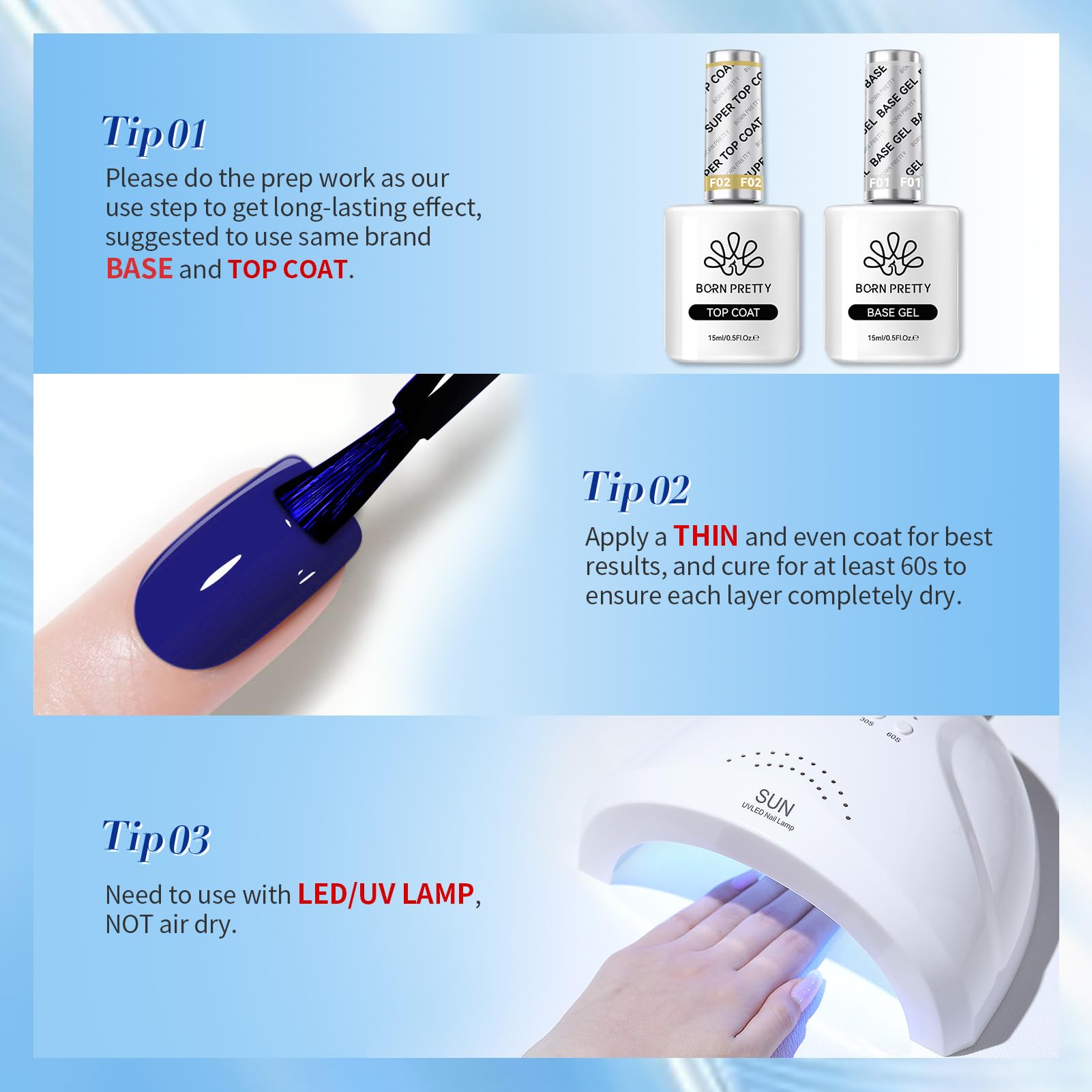 Born Pretty low-odor healthy gel polish image conveys gentler formula for nails.