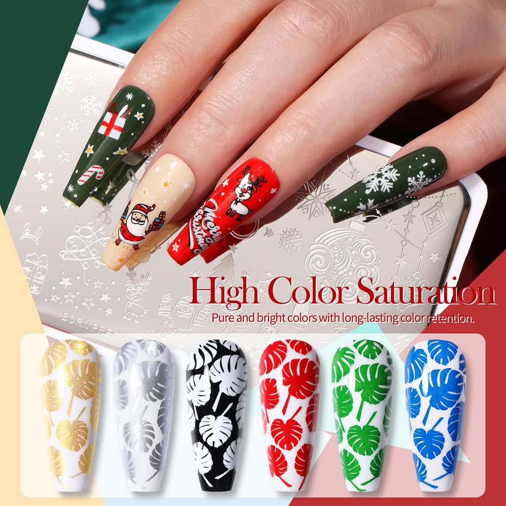Born Pretty crisp transfer demo illustrates clean image transfer from plate to nail.