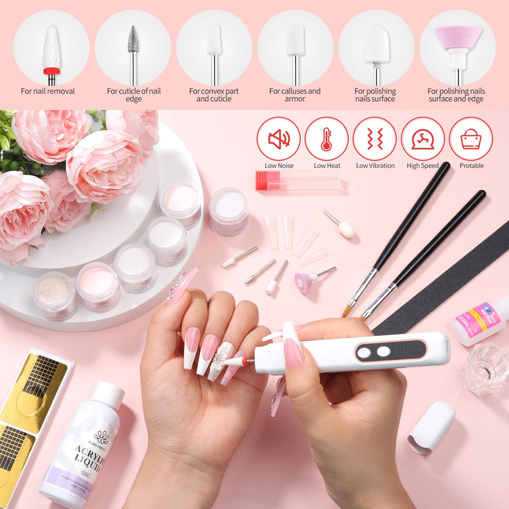 Born Pretty nail drill bits 6pc for precise nail shaping and detailing.