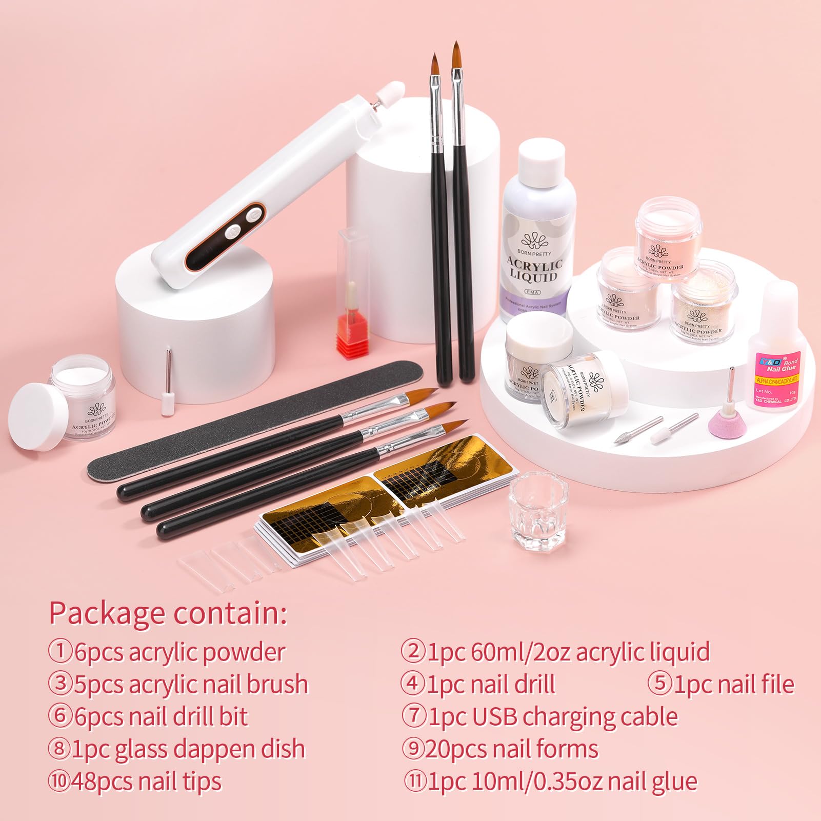 Born Pretty glass cup and file for mixing liquids and refining nail shapes.