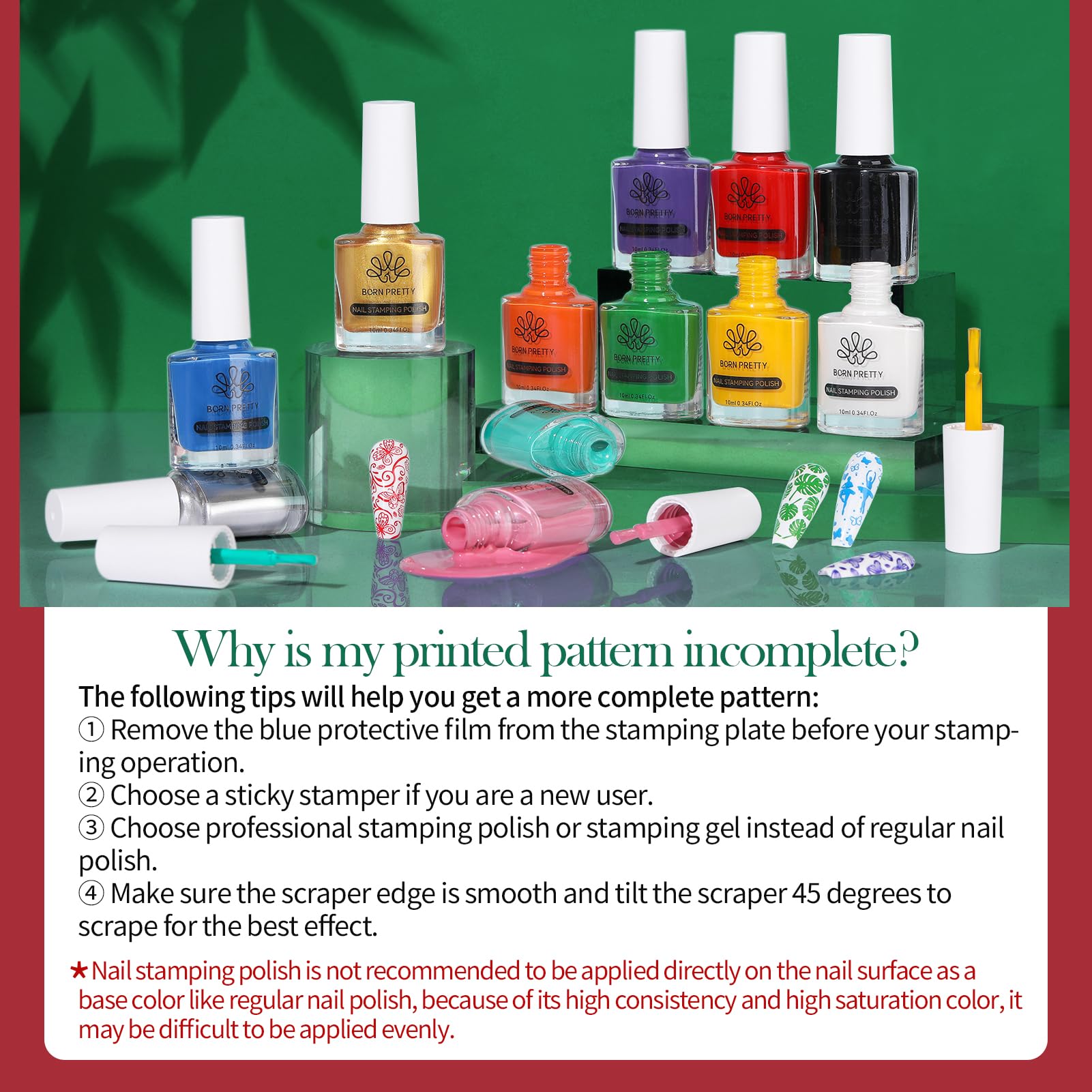 Born Pretty nails after stamping show durable, smudge-resistant manicure
