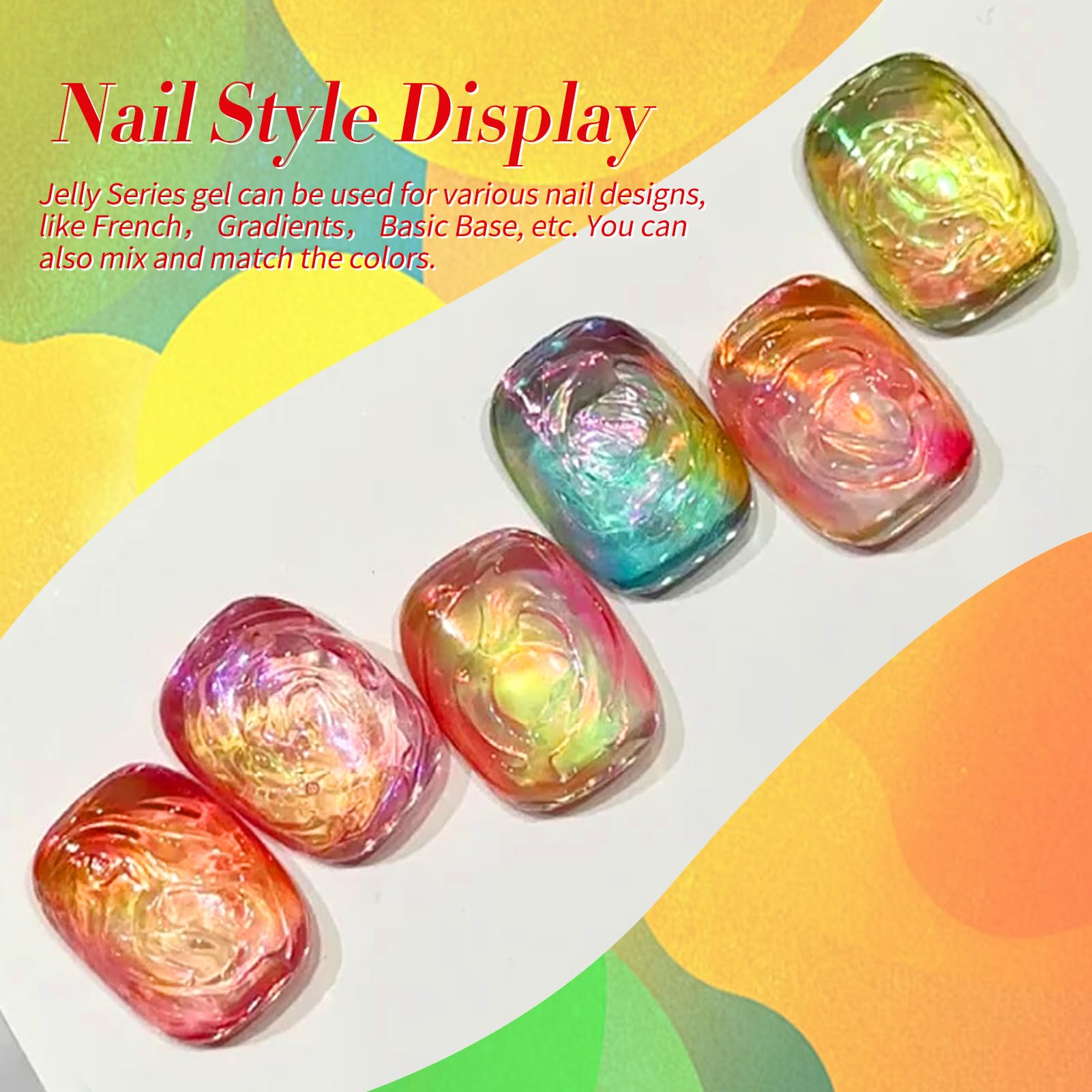 Born Pretty neon jelly gel polish blue swatches showing vibrant hues for modern nails.