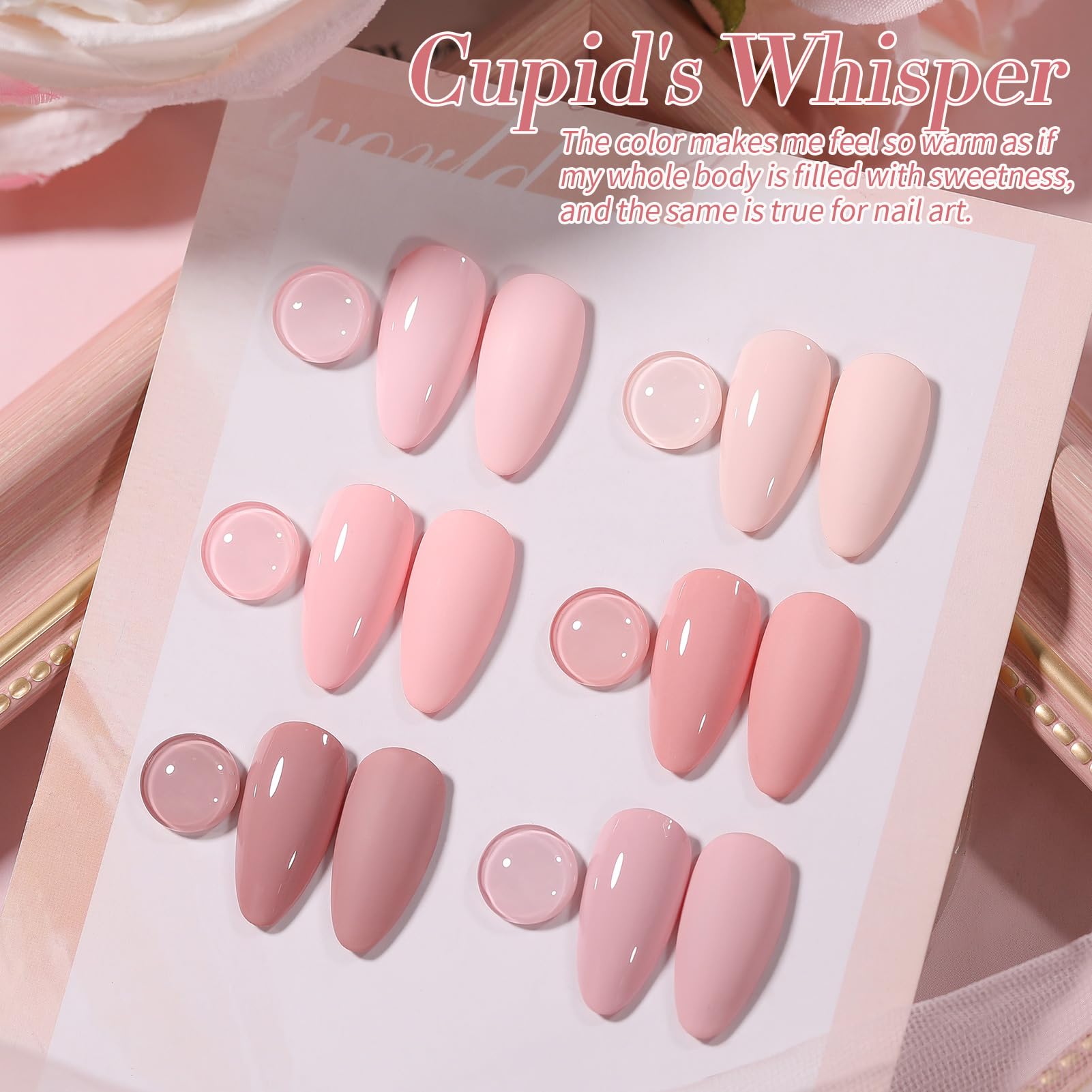 Born Pretty pink gel nail polish swatches reveal nude to rosy pink options