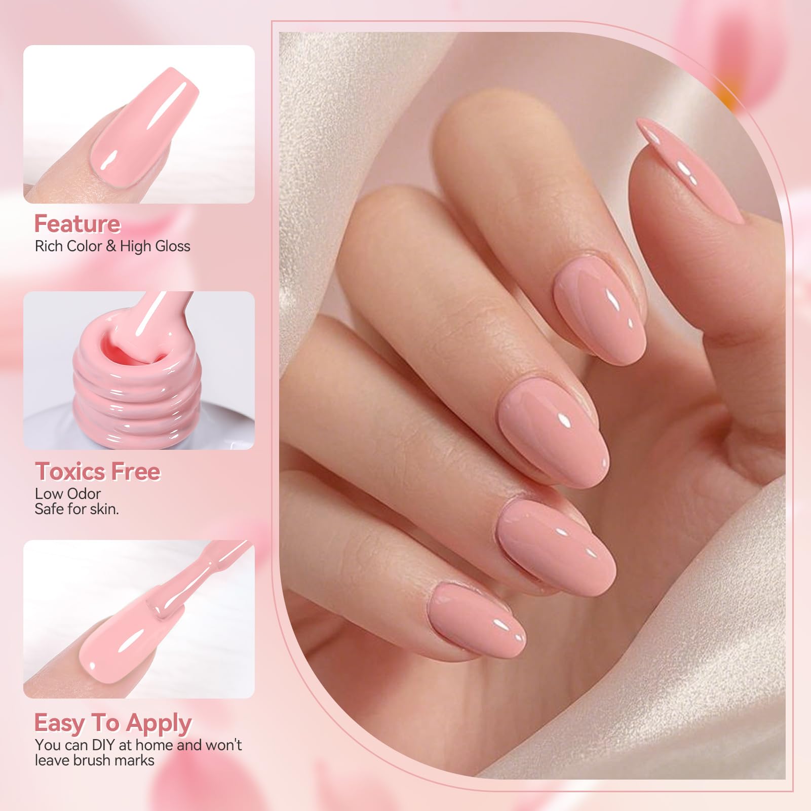Born Pretty pink gel polish provides long-lasting shine with proper curing