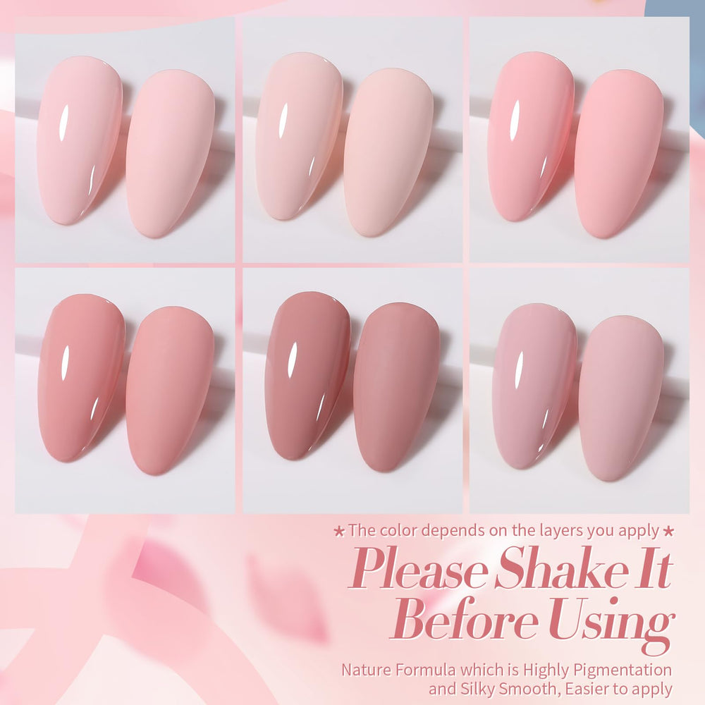 Born Pretty pink gel nails after application demonstrate smooth color and quick coverage