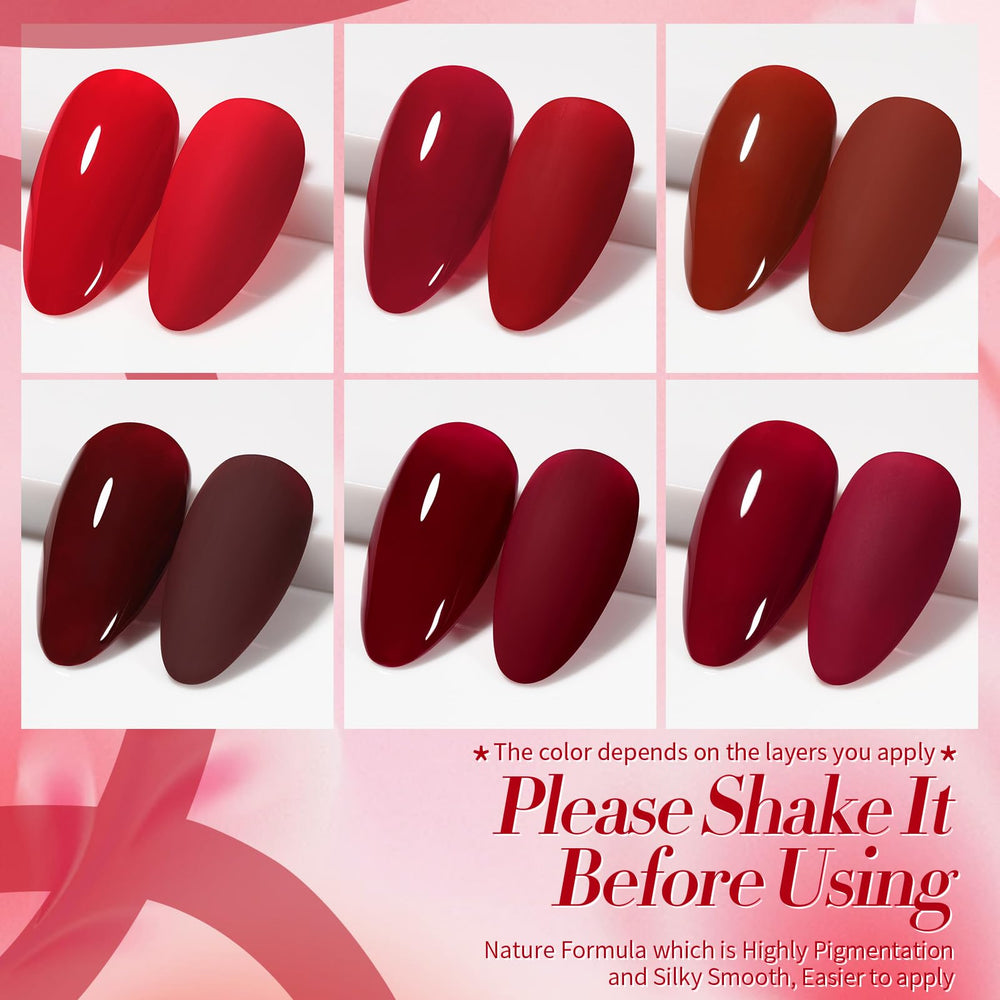 Born Pretty red gel nail polish swatches display vibrant pigments for quick color decisions