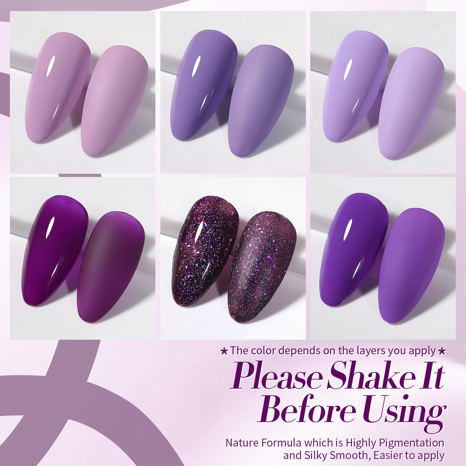 Born Pretty Purple Gel Nail Polish Set deep plum bottle emphasizes long lasting color appeal