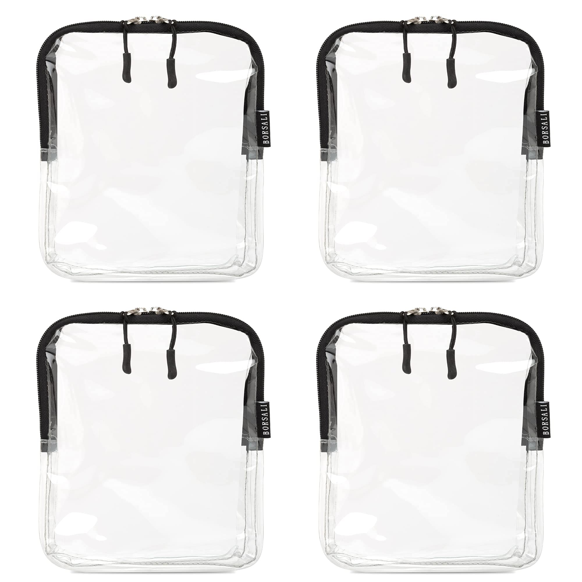 BORSALI quart-size bag front view shows TSA-friendly design for quick security checks.