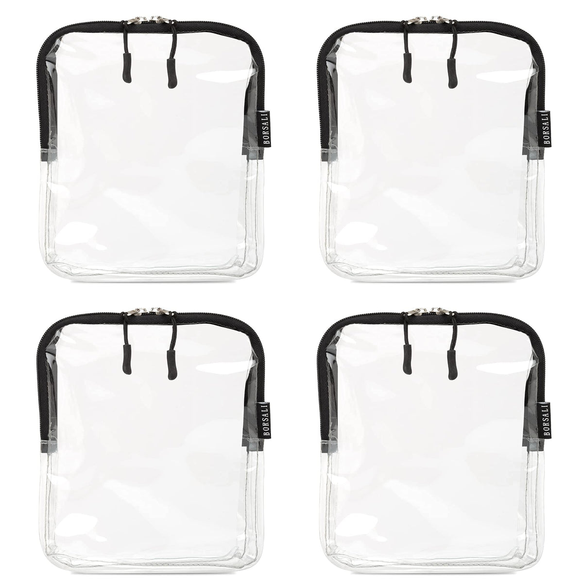 BORSALI quart-size bag front view shows TSA-friendly design for quick security checks.