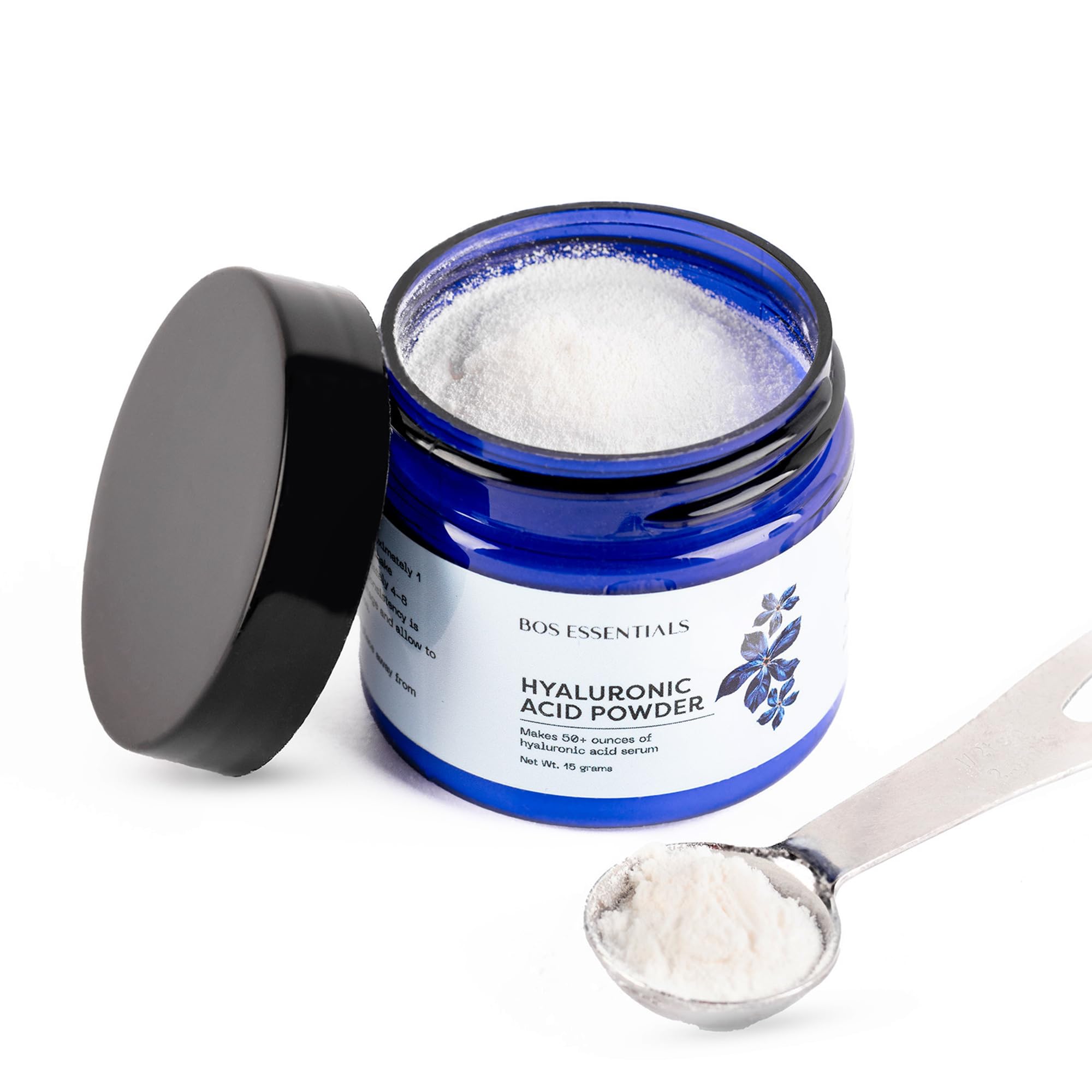 Bos Essentials pure hyaluronic acid powder packaging ready for a DIY hydrating serum