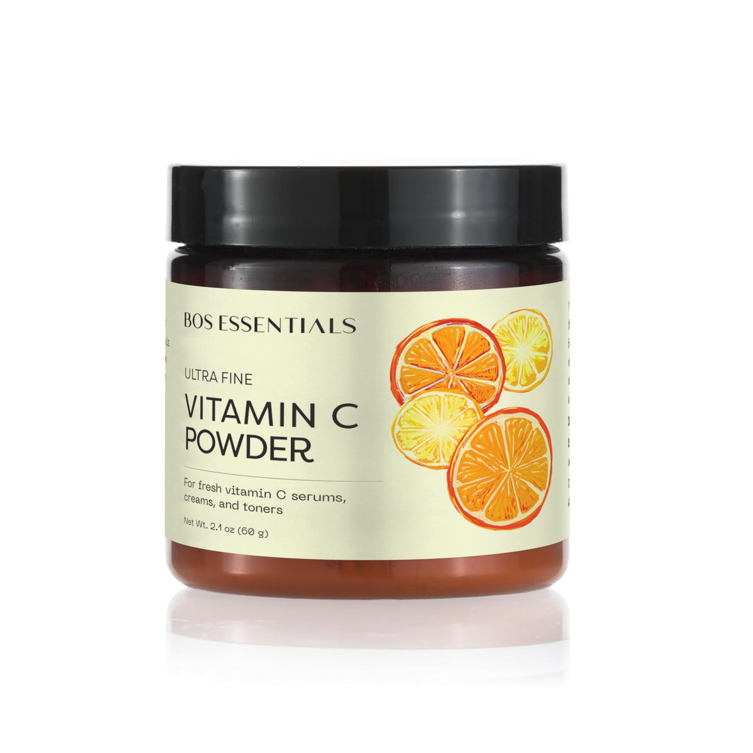Bos Essentials Vitamin C Powder cosmetic-grade label highlighting purity