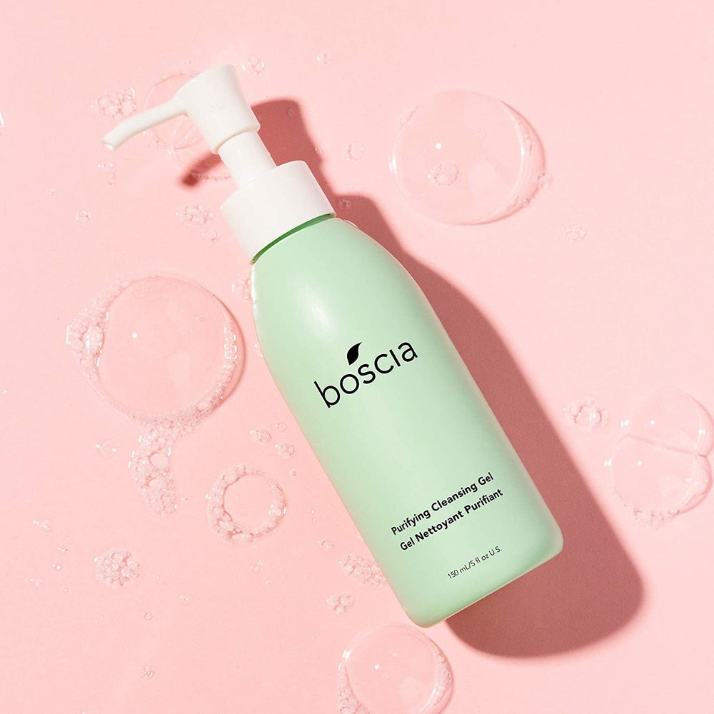BOSCIA Purifying Cleansing Gel botanicals blend with jojoba leaf and willowherb.