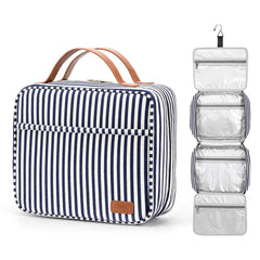 Bosidu Hanging Travel Toiletry Bag shows side handle for easy grabbing and organizing.