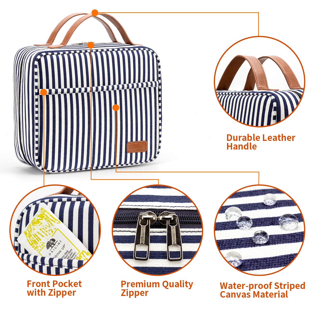 Bosidu Toiletry Bag has a waterproof base to protect belongings during travel.